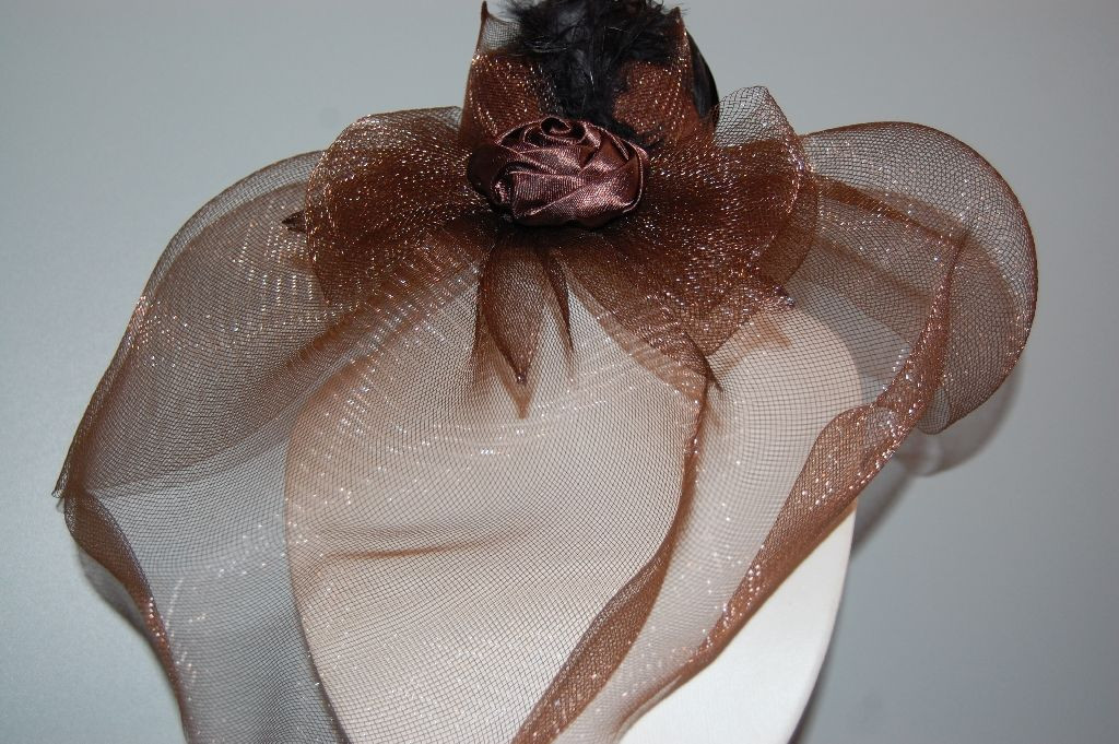 Played flower Brown raffia Hat