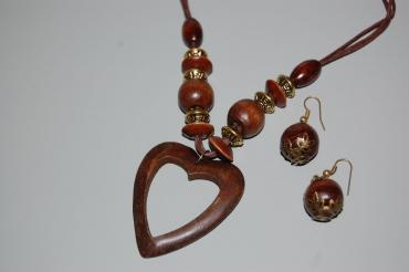 Conjunto corazon madera