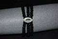 Pulsera perlas negras y brillos