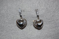 Earrings heart silver and glitter