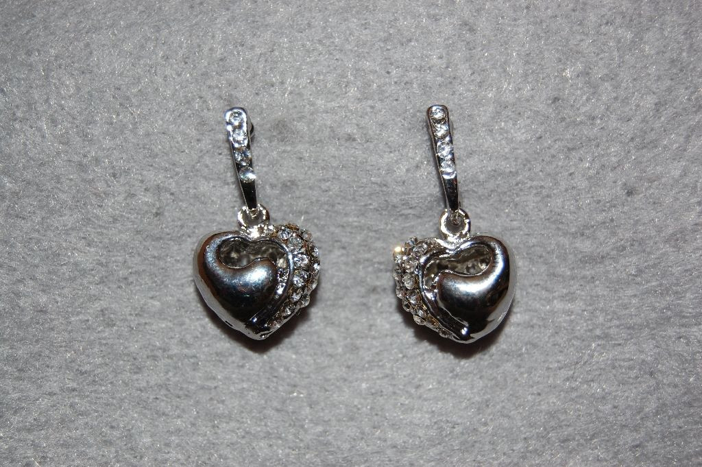 Earrings heart silver and glitter