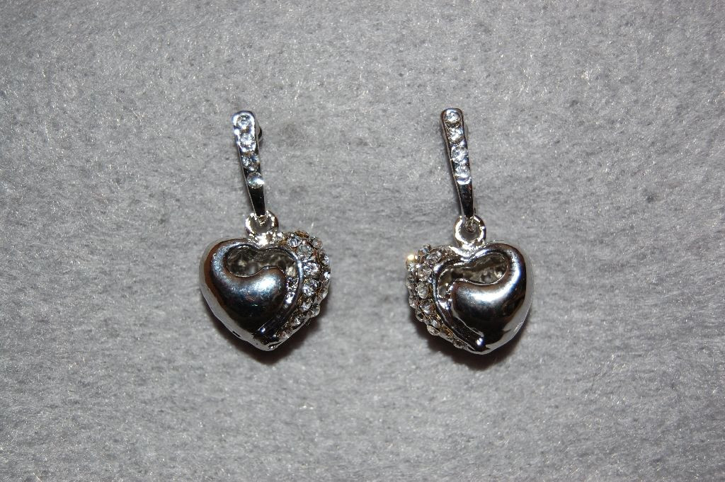 Pendientes corazón plata y brillos