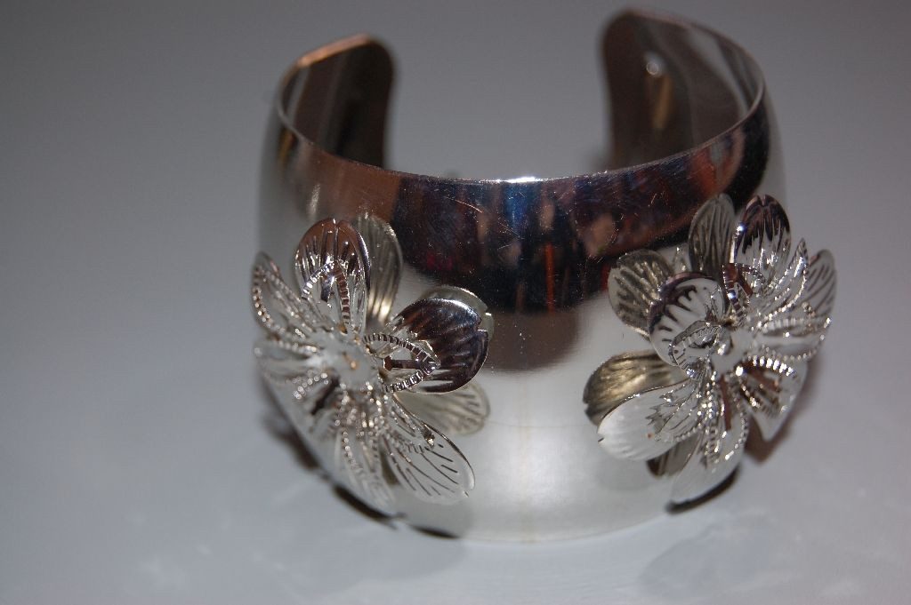 Pulsera dos flores plata