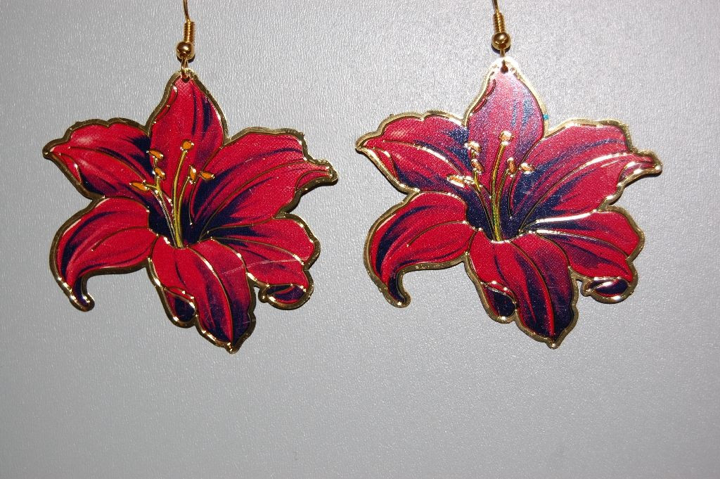 Pendientes roja linda flor