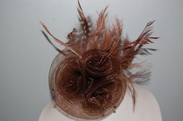 Headdress Hat bright Brown and black feathers