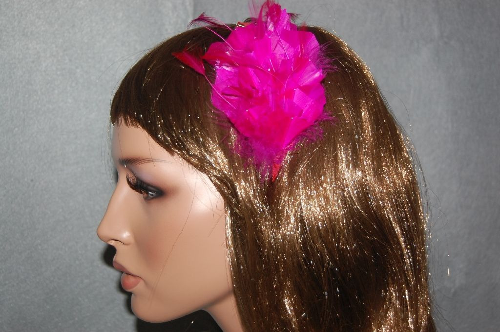 Tina Fuchsia feathers headband