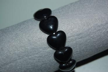 Elastic bracelet black hearts
