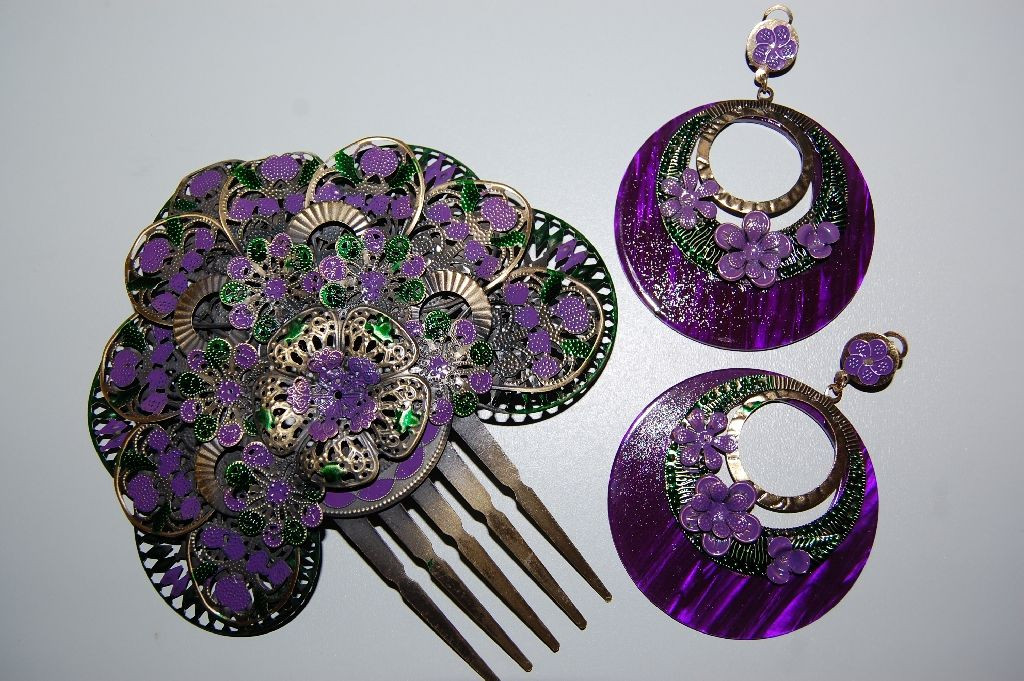 Conjunto metal abanico morado