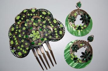 Conjunto metal abanico verde y pistacho
