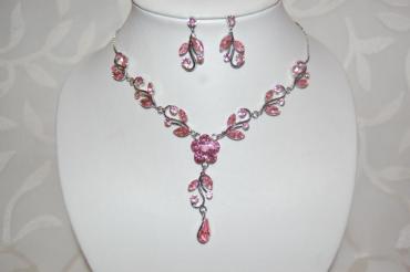 Conjunto rosa hojas