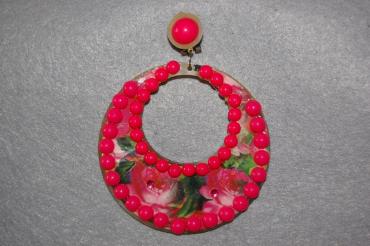 Pendientes bolitas fucsia aros