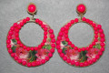 Pendientes bolitas fucsia aros