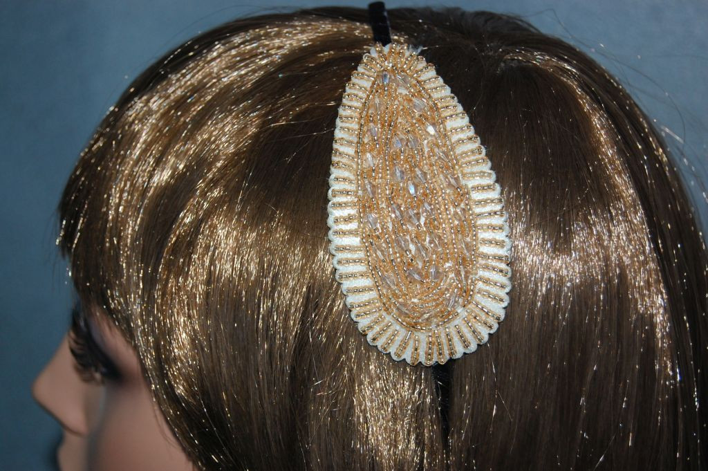 Diadema Cristal hoja dorado