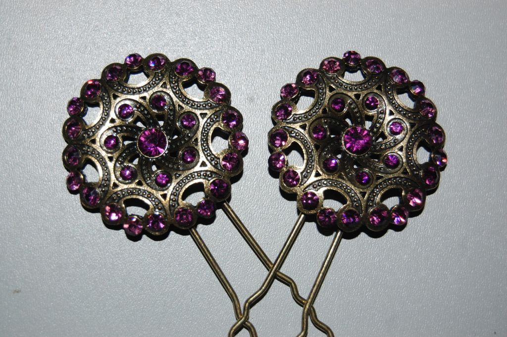 Conjunto dos peinas brillos morado