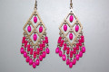 Pendientes rombo madera fucsia