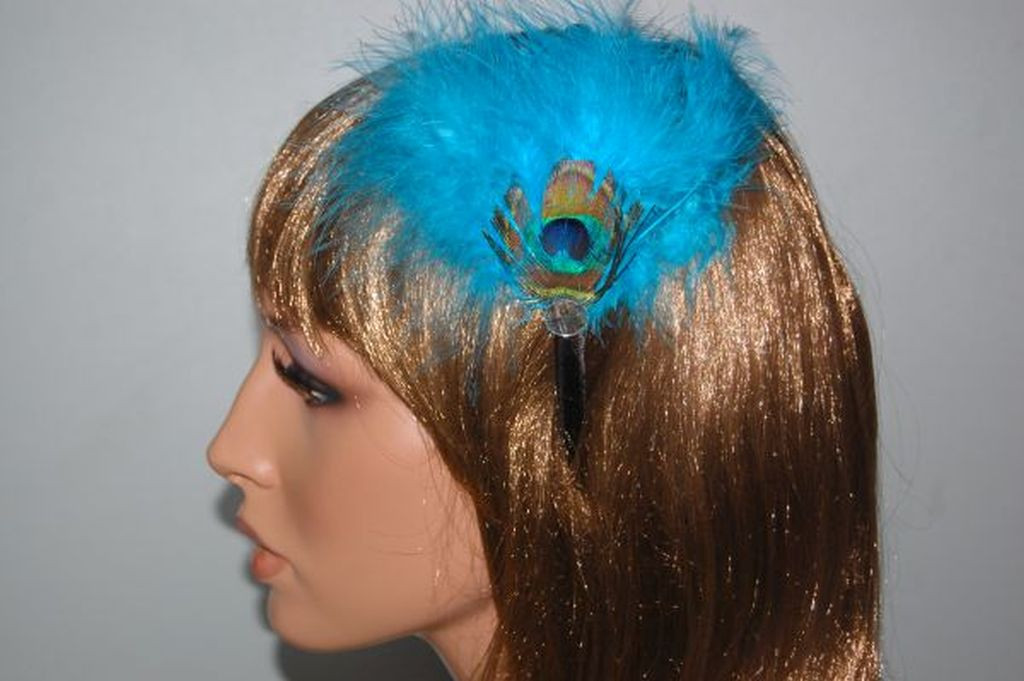 Diadema Royal plumas turquesa