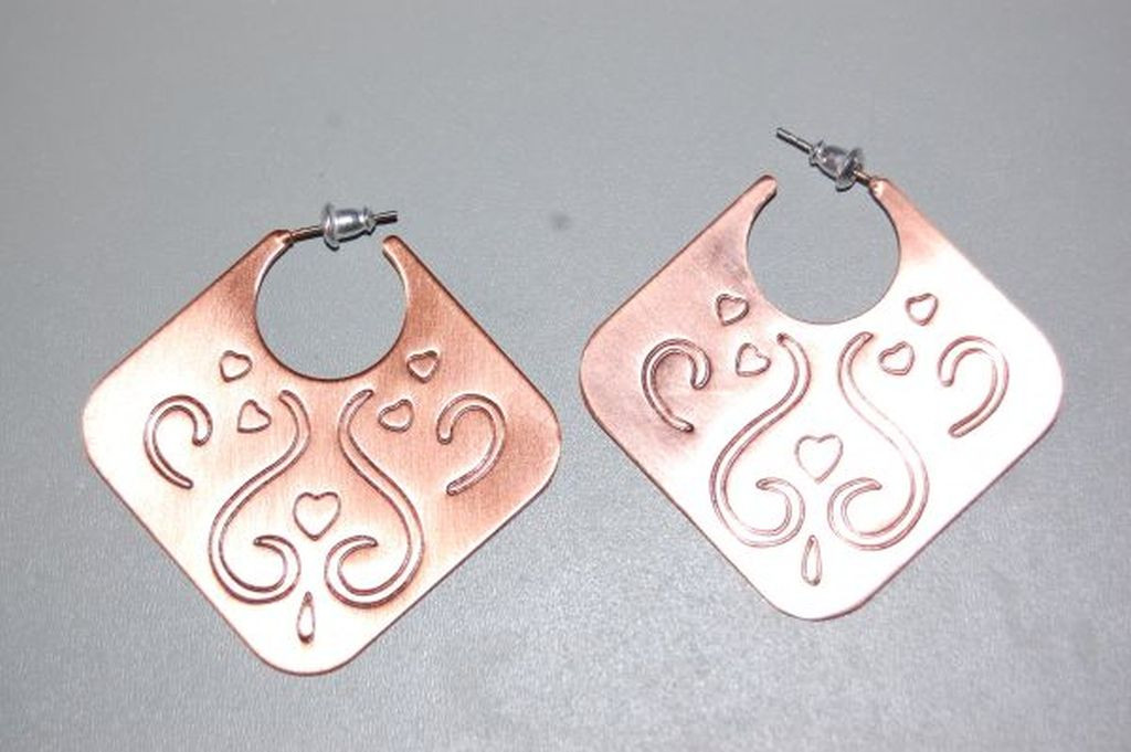 Pendientes argollas bronce rombo