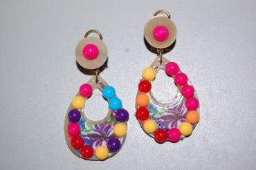 Pendientes de bolitas multicolor