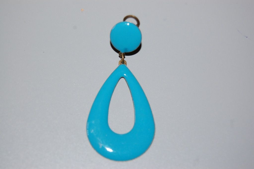 Earring Teardrop turquoise metal