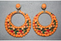 Pendientes bolitas naranja aro