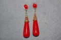 Red coral earrings and gold