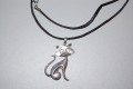 Pendant long silver cat