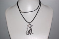 Pendant long silver cat