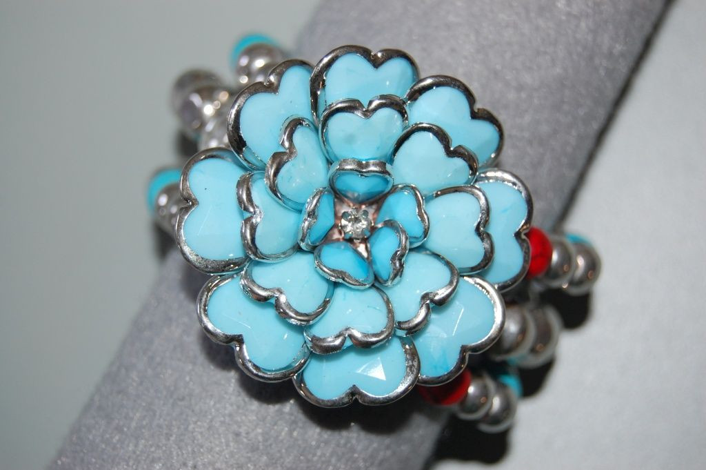 Pulsera gran flor turquesa