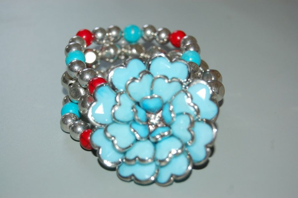 Pulsera gran flor turquesa