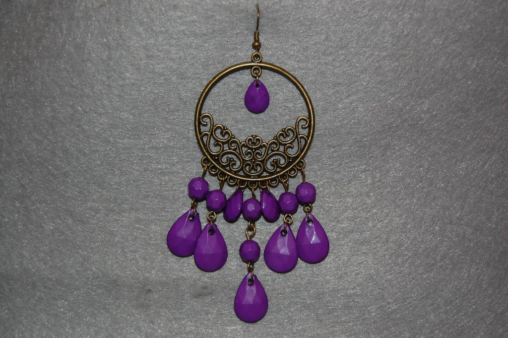 Purple round earrings