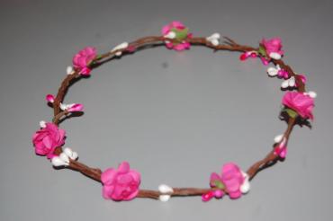 Diadema de flores ceremonia fucsia