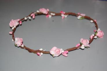 Diadema de flores ceremonia rosa