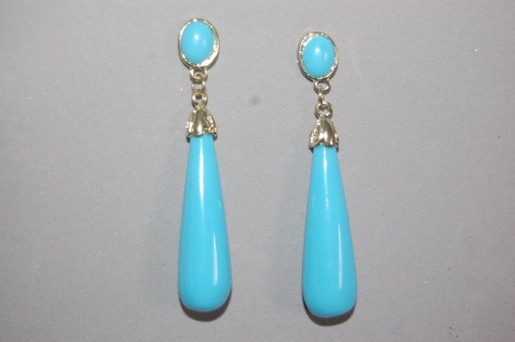 Turquoise coral gold earrings