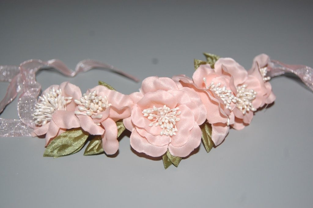 Six flower tiara salmon-coral